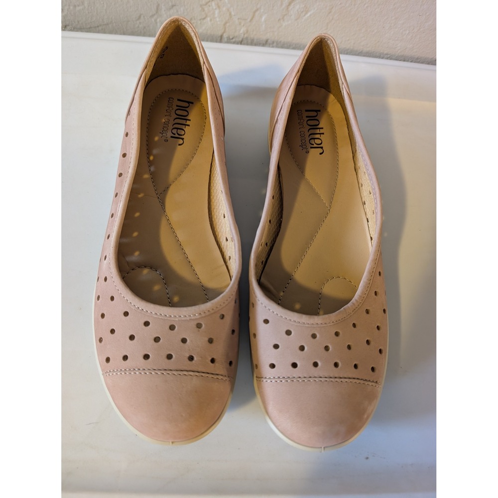 Hotter Comfort Concept Womens's 8 Pink Perforated Comfort Ballet Flats